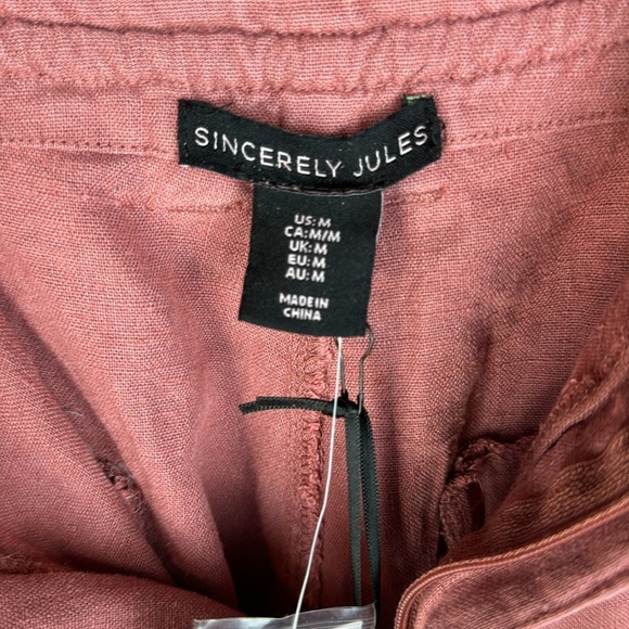 NWT Rose Colored Linen Pants- Size Medium - Picture 5 of 12